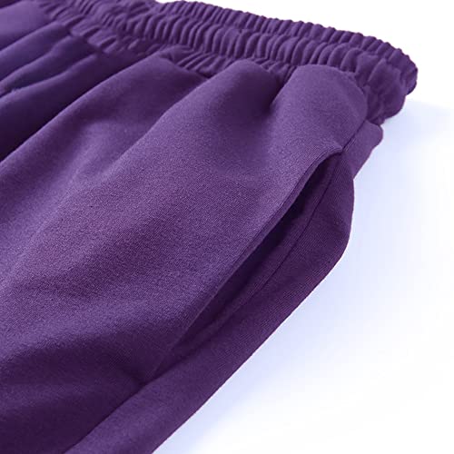 VINMEN Jogger Dance Sweatpants Women Casual Baggy Mujer High Waist Sporty Gym Athletic Fit Pants Lounge Trousers Purple XXL - Image 4