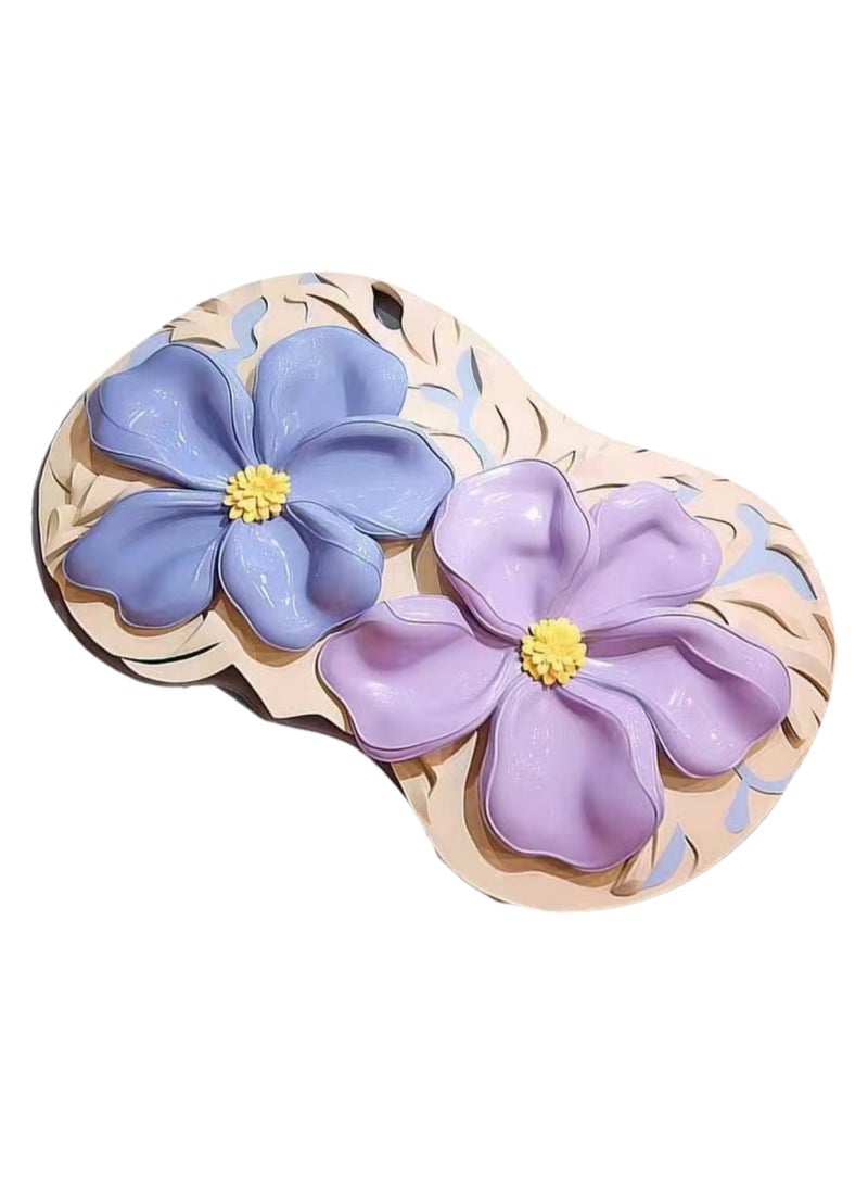 40x60cm3D Visual Flower Floor Mat Technology Velvet Bathroom Water-Absorbing Quick-Drying Mat Household Bathroom Special-Shaped Decorative Foot Mat ( Flower-6) - Image 1