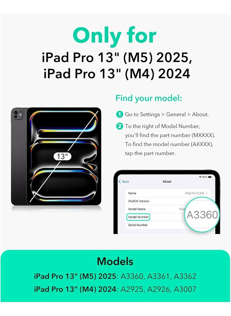 Rock Pow Magnetic Case for iPad Pro 13 Inch M5 2025/iPad Pro 13 inch M4 2024,Slim Strong Magnetic Attachment Ergonomic Leg Rest Design,Versatile Multi-Angle Viewing,Hidden Pencil Holder Cover for Pro 13 inch M4/M5 2025/2024 Auto Wake/Sleep,(Black) - Image 2