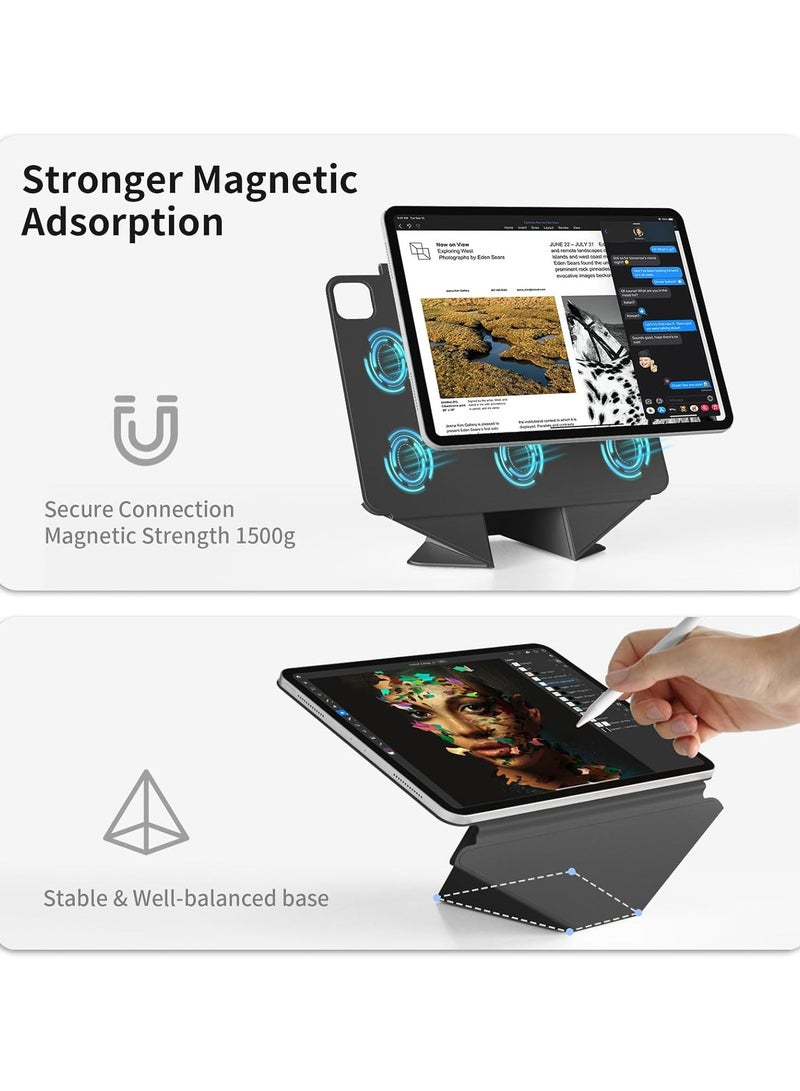 Rock Pow Magnetic Case for iPad Pro 13 Inch M5 2025/iPad Pro 13 inch M4 2024,Slim Strong Magnetic Attachment Ergonomic Leg Rest Design,Versatile Multi-Angle Viewing,Hidden Pencil Holder Cover for Pro 13 inch M4/M5 2025/2024 Auto Wake/Sleep,(Black) - Image 3