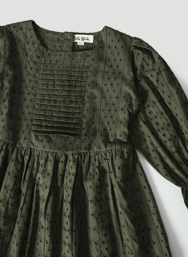 بيلا مودا فستان زيتوني مكشكش - Image 4