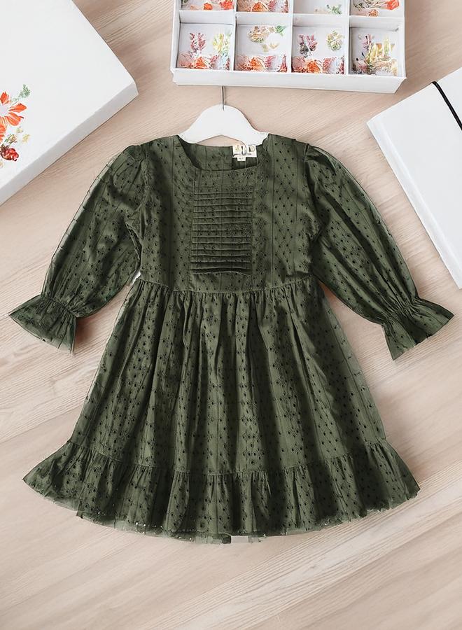 بيلا مودا فستان زيتوني مكشكش - Image 1