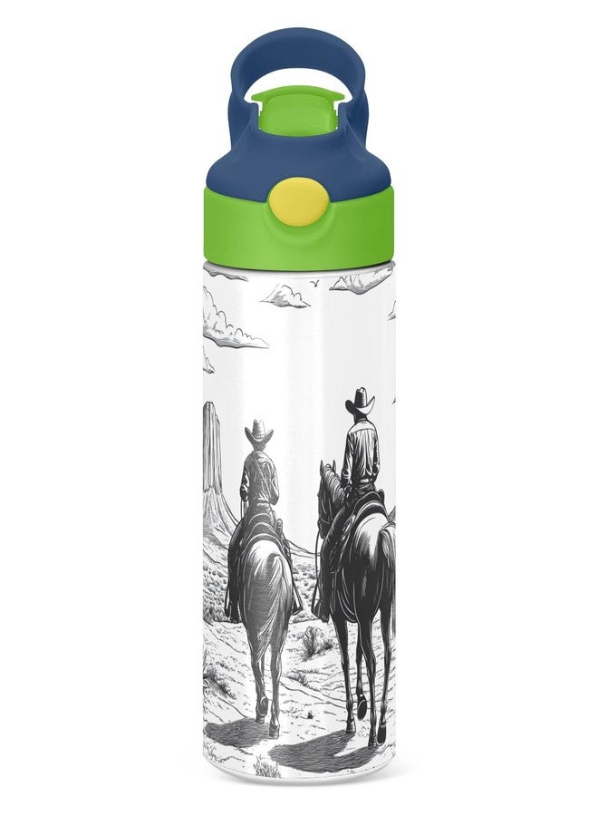 xigua West Cow Boy Kids Water Bottle,Vacuum Insulated Bottles with Straw Lid,Leakproof Stainless Steel Thermos Bottles for Girls and Boys - Image 2
