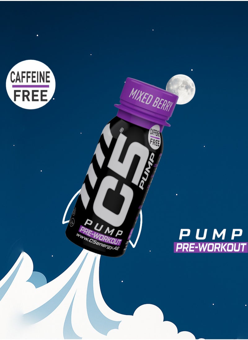 C5 C5 PUMP Shot Pre-Workout Energy Drink, Caffeine-Free, Sugar-Free, 80ml, With Beta-Alanine 3200mg, Citrulline 1500mg, B-Complex Vitamins (Pack of 12, Mixed Berry)  - Image 4