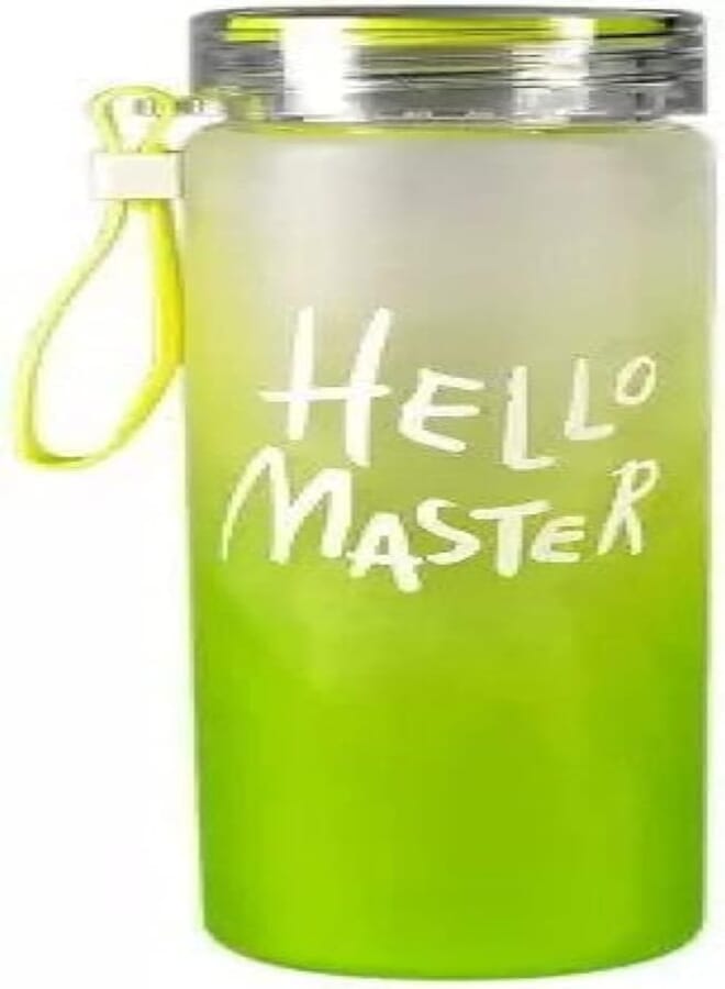 lizepto Hello-Master Borosilicate Water Bottle – Transparent Water Bottle for Home, Office, Gym, Picnic and Travelling – Stylish Glass Bottle Multicolor (Water Bottle Set Of 1)