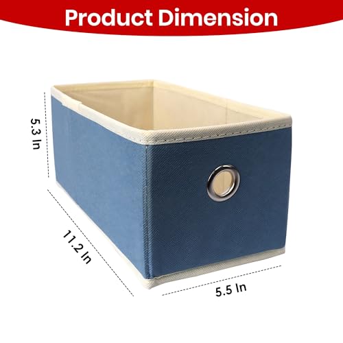PRIME PICK Flexi Grid Drawer Organizer Foldable Fabric Wardrobe Storage Box Multipurpose Compartment Divider for Undergarments Socks Belts Napkins Stationery Closet Container Blue Pack of 2 - Image 2