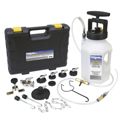 Mityvac MV6840 Hydraulic Brake and Clutch Pressure Bleeding System Includes Seven 7 Master Cylinder Adapters 12 Gallon Reservoir QuickChange Connections Pressure Relief Valve Storage Case