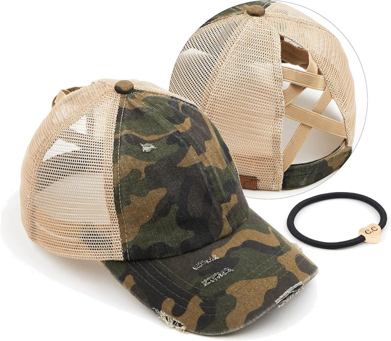 Cc Ponycap Messy High Bun Ponytail Adjustable Glitter Mesh Trucker Baseball Cap - Image 1