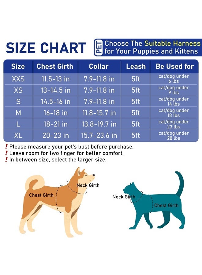 GAMUDA Small Pet Harness Collar and Leash Set, Step in No Chock No Pull Soft Mesh Adjustable Dog Vest Harnesses Plaid Reflective for Dogs Puppy and Cats Outdoor Training and Running (Blue Flower, S) - Image 2