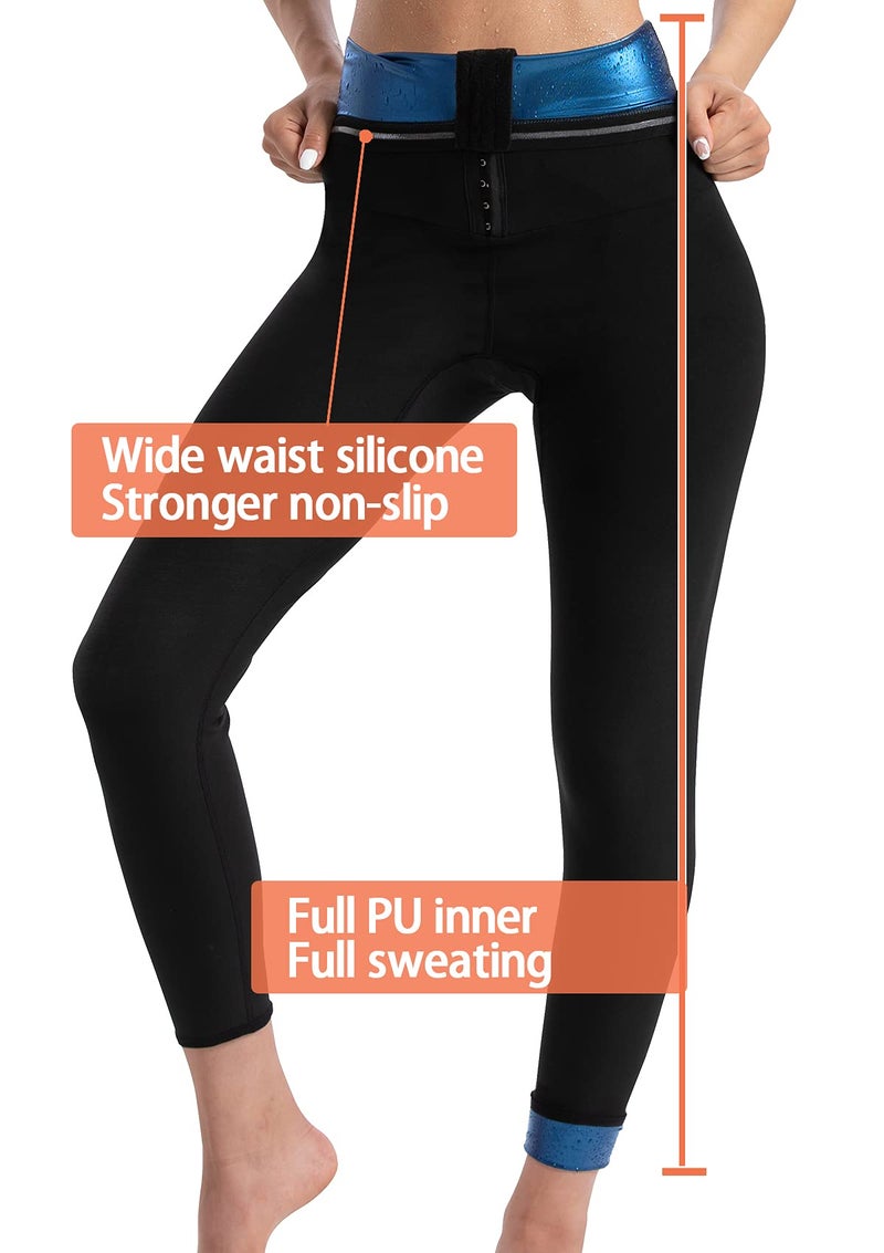 QZSH Sauna Pants Women Sweat Capris Slimming Leggings,Mesh Crotch,High Waist Workout Body Shaper Suits（TBH7003-01-S） - Image 4