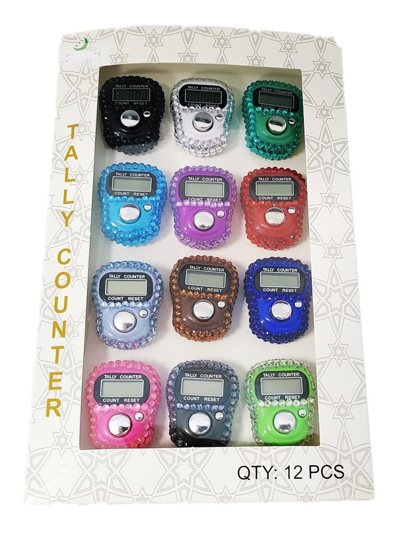 عدادات أصابع 12 قطعة - 5 عدادات أصابع إلكترونية رقمية LED، عداد عداد ميكانيكي يدوي لتعقب عدد اللفة مع تصميم حجري جميل - ستة ألوان - Image 2