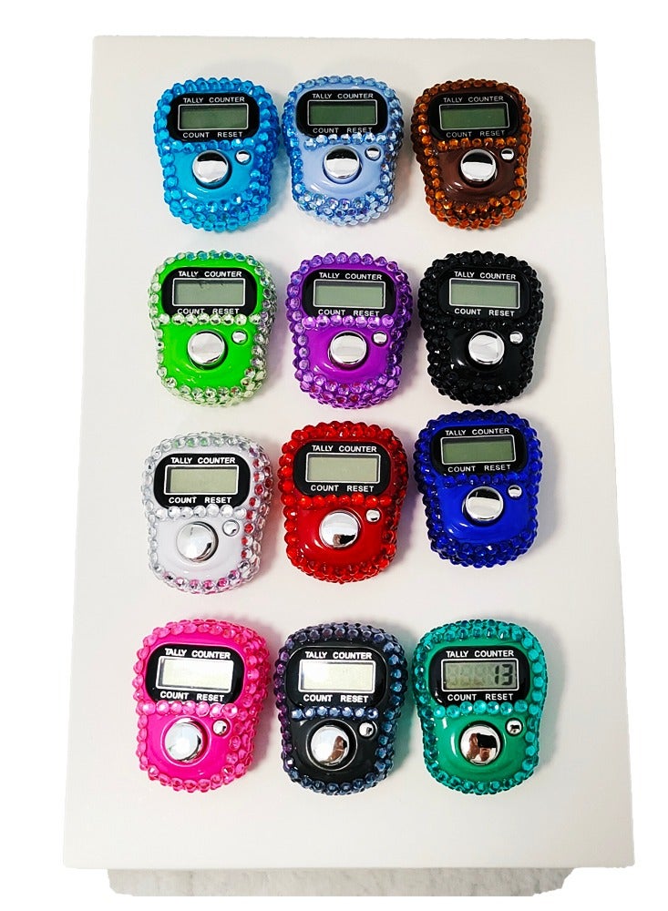عدادات أصابع 12 قطعة - 5 عدادات أصابع إلكترونية رقمية LED، عداد عداد ميكانيكي يدوي لتعقب عدد اللفة مع تصميم حجري جميل - ستة ألوان - Image 4
