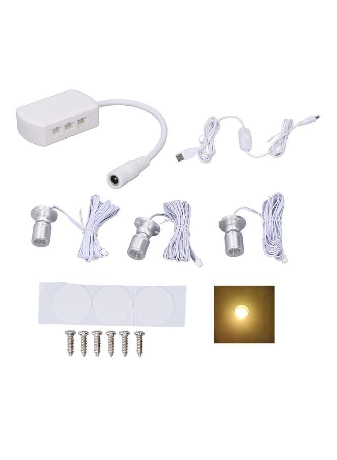 NIBEMINENT Mini LED Spot Lights 5V USB Showcase Display Light 1 to 3 Dimmable Small Cabinet Light for Jewelry Collection Silver Warm Light  - Image 1