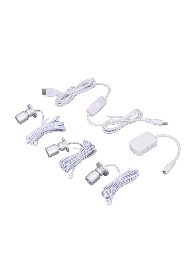NIBEMINENT Mini LED Spot Lights 5V USB Showcase Display Light 1 to 3 Dimmable Small Cabinet Light for Jewelry Collection Silver Warm Light  - Image 3