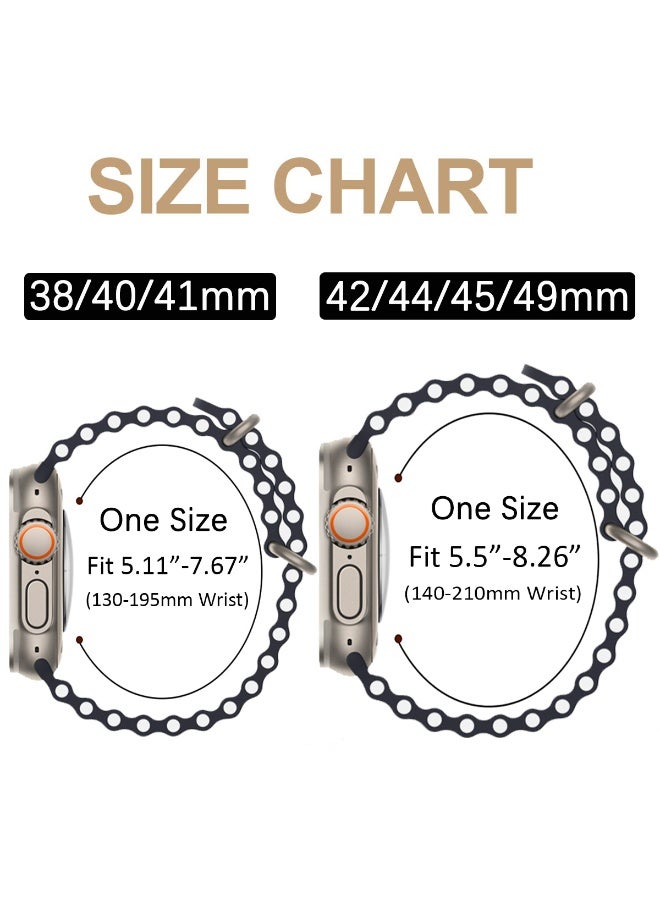 Ocean Bands for for Apple Watch Ultra/2 Band 49mm 46mm 45mm 44mm 42mm 41mm 40mm 38mm Women/Men,Waterproof Sport Silicone Wristband Strap for iWatch series 11 10 9 8 7 6 5 4 3 SE 2nd Ultra/2/3 50 mm - Image 2