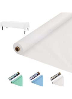 AlsayedP 40 Pcs White Sufra Roll Plastic Table Cover Roll 105 x 85 cm Disposable Table Cloth for Picnic, Party, Banquet, Birthdays, Weddings (White 40pcs)  - Image 1