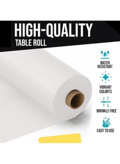AlsayedP 40 Pcs White Sufra Roll Plastic Table Cover Roll 105 x 85 cm Disposable Table Cloth for Picnic, Party, Banquet, Birthdays, Weddings (White 40pcs)  - Image 4