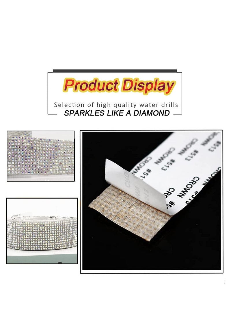 Y&D Self Adhesive Crystal Rhinestone Diamond Ribbon Bling Rhinestones Sticker DIY Car Decoration Glitter Gem Stickers 4Rolls/4Yards (Colorful) - Image 4