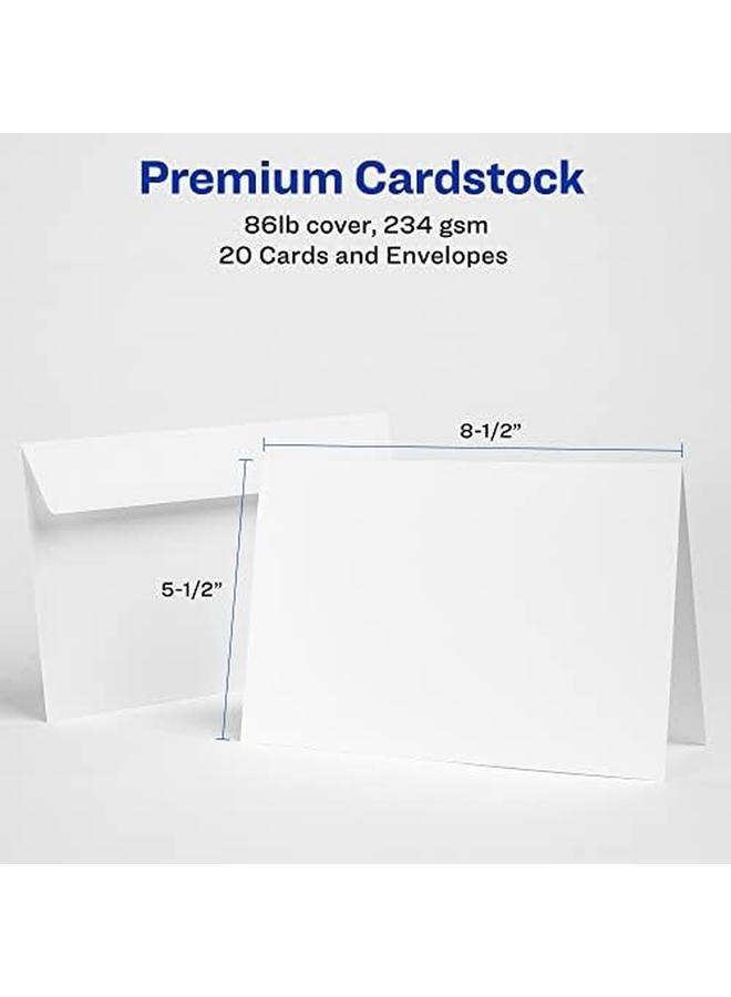 افيري بطاقات تهنئة قابلة للطباعة نصف مطوية 5.5 بوصة × 8.5 بوصة بيضاء غير لامعة 20 بطاقة فارغة مع مغلفات 3265 - Image 2