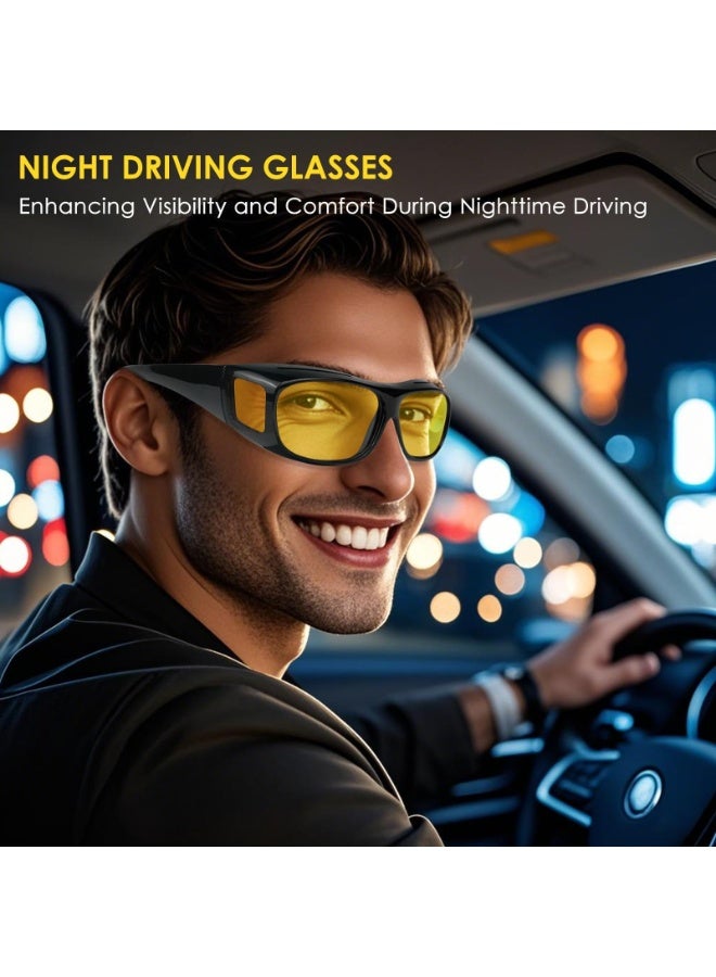 Night Driving Glasses Fit Over for Men Women, Anti Glare Polarized Night Vision Glasses, Wrap Around HD Yellow Lens - Image 5