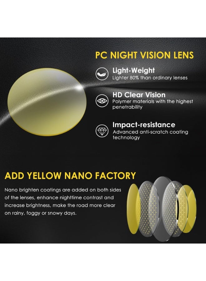 Night Driving Glasses Fit Over for Men Women, Anti Glare Polarized Night Vision Glasses, Wrap Around HD Yellow Lens - Image 4