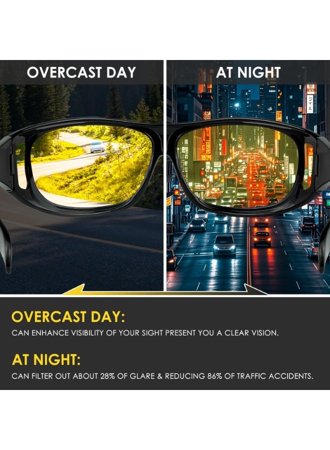 Night Driving Glasses Fit Over for Men Women, Anti Glare Polarized Night Vision Glasses, Wrap Around HD Yellow Lens - Image 3