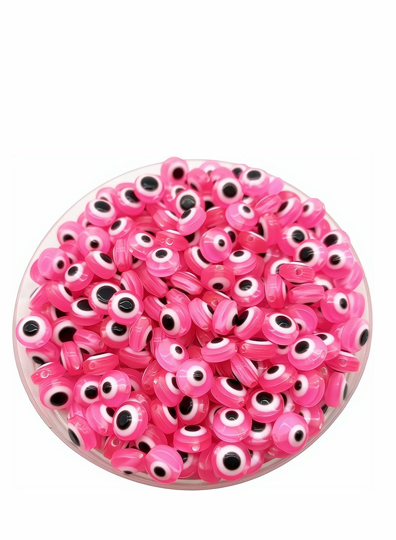 SYOSI Evil Eye Beads, Round Evil Eye Handmade Resin Beads, Charms Round Evil Eye Spacer Beads Handmade Beads for DIY Jewelry Bracelet Earring Necklace Craft Making, Pink, 200 Pcs  - Image 1