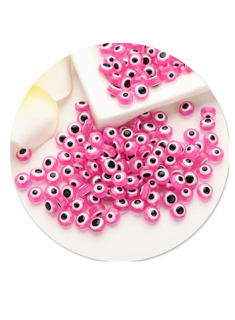 SYOSI Evil Eye Beads, Round Evil Eye Handmade Resin Beads, Charms Round Evil Eye Spacer Beads Handmade Beads for DIY Jewelry Bracelet Earring Necklace Craft Making, Pink, 200 Pcs  - Image 4