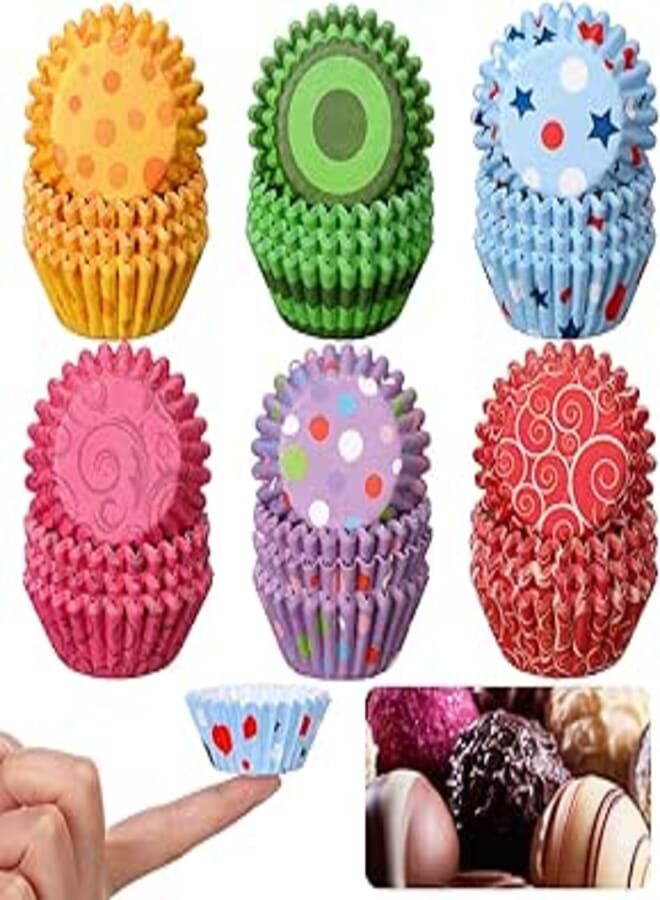 600 Pcs Cupcake Baking Cups Muffin Cupcake Liners Candy Cup Mini Colorful Cupcake Wrappers Disposable Baking Cups Set for Birthday Party Wedding Cake Paper Cup Greaseproof Paper (Dot)