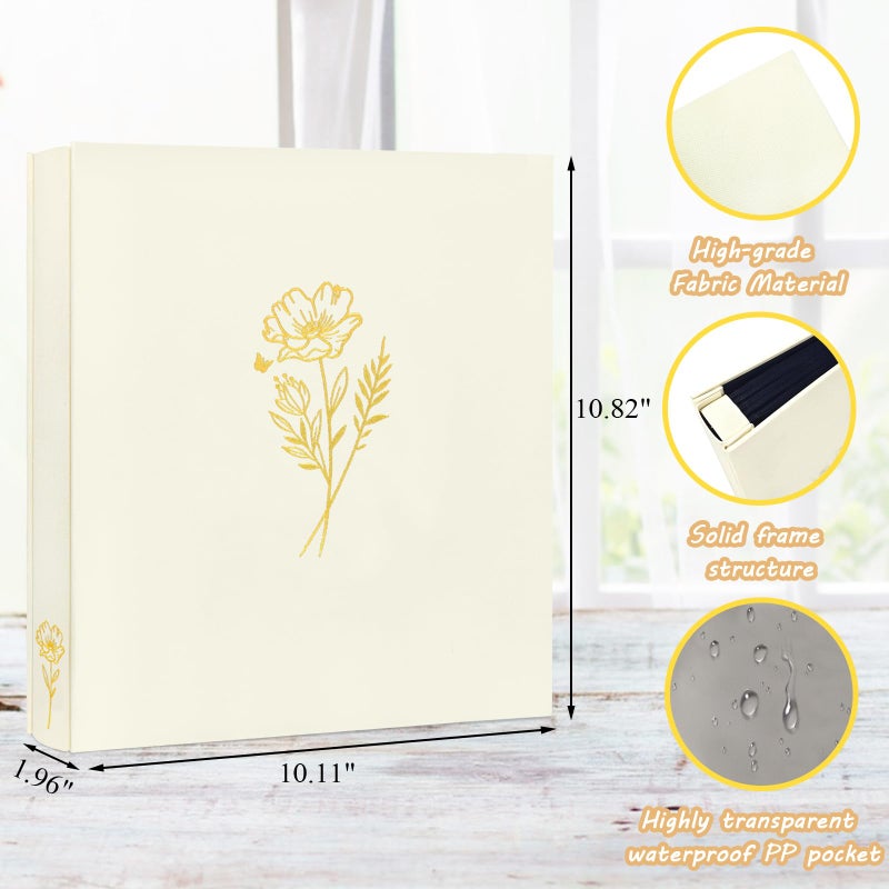kuword Photo Album 8x10 Holds 100 Photos,100 Pockets Picture Album Excellent Fabric Cover Picture Book for Photos 8x10 Photo Album Book for Travel Wedding Family Memories Beige - Image 2