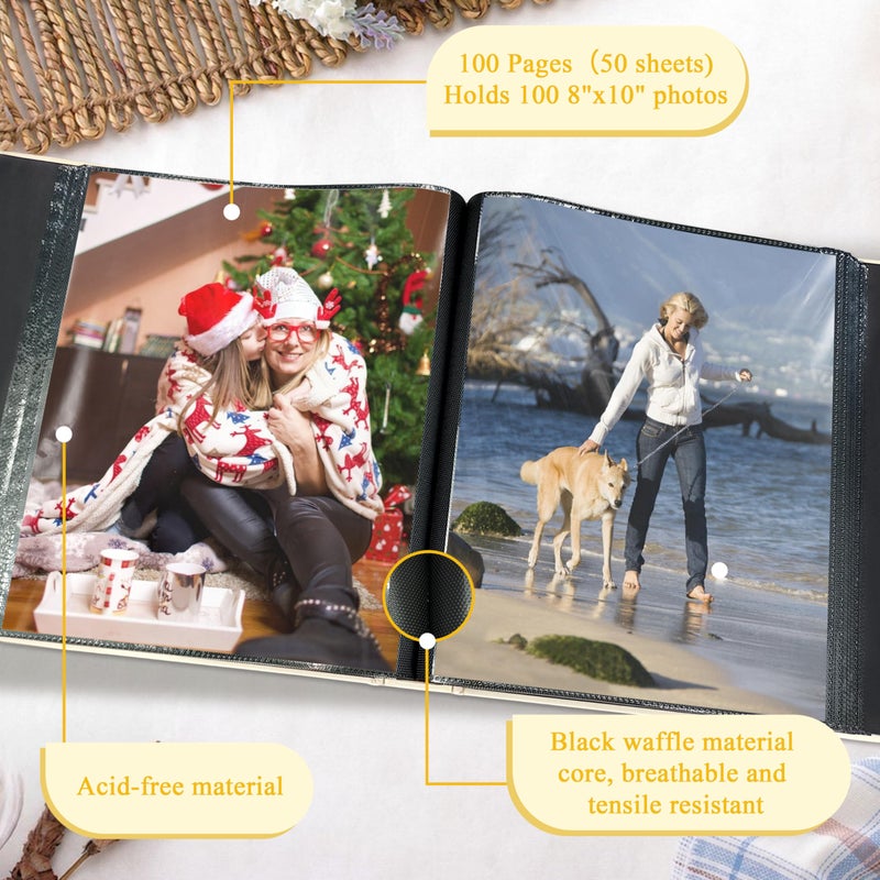 kuword Photo Album 8x10 Holds 100 Photos,100 Pockets Picture Album Excellent Fabric Cover Picture Book for Photos 8x10 Photo Album Book for Travel Wedding Family Memories Beige - Image 4