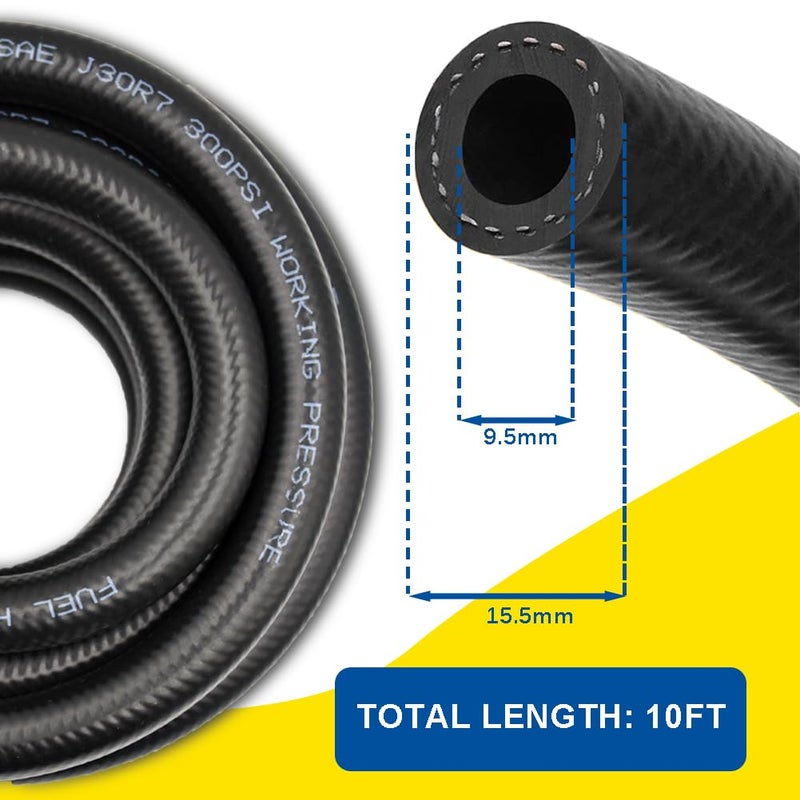 BYREDIO 38 Push Lock Fuel Hose Line 30R7 10FT 300PSI HeavyDuty Fuel Transfer for Cars Boats More - Image 4