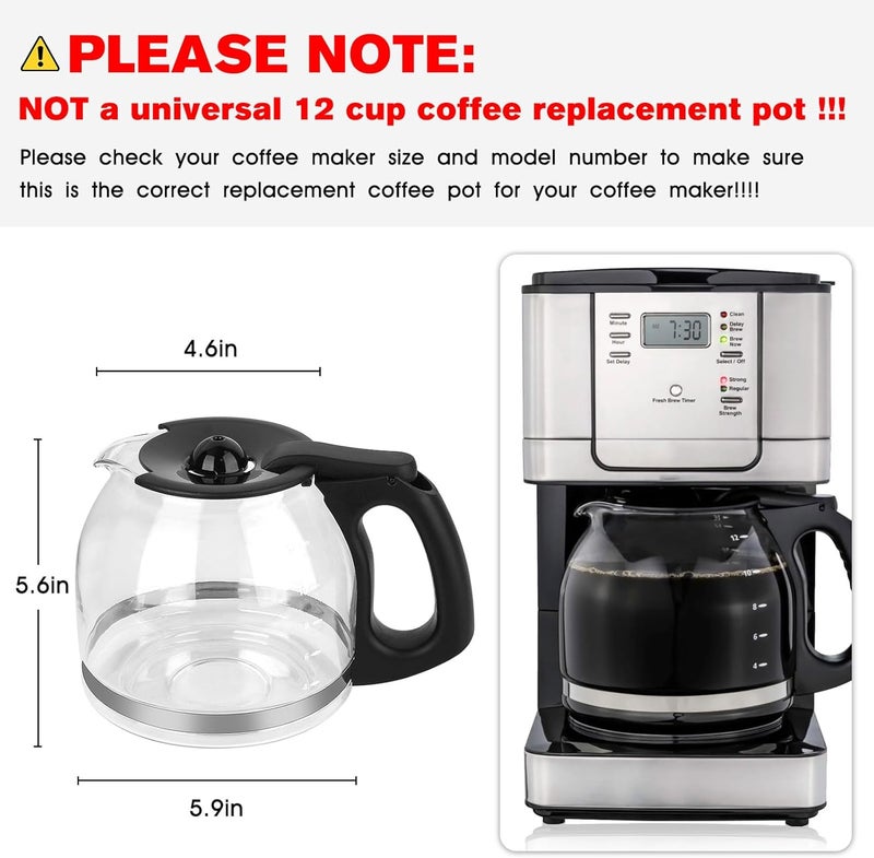 JIOTAR 12-Cup CoffeeMaker Pot Replacement 12 Cup Coffee Maker PLD12-RB,PLD12-NP,PLD12 Series FOR Maker AM CG CJ DR EH GBX PL RM SK SJ TF Series -Black Handle - Image 5