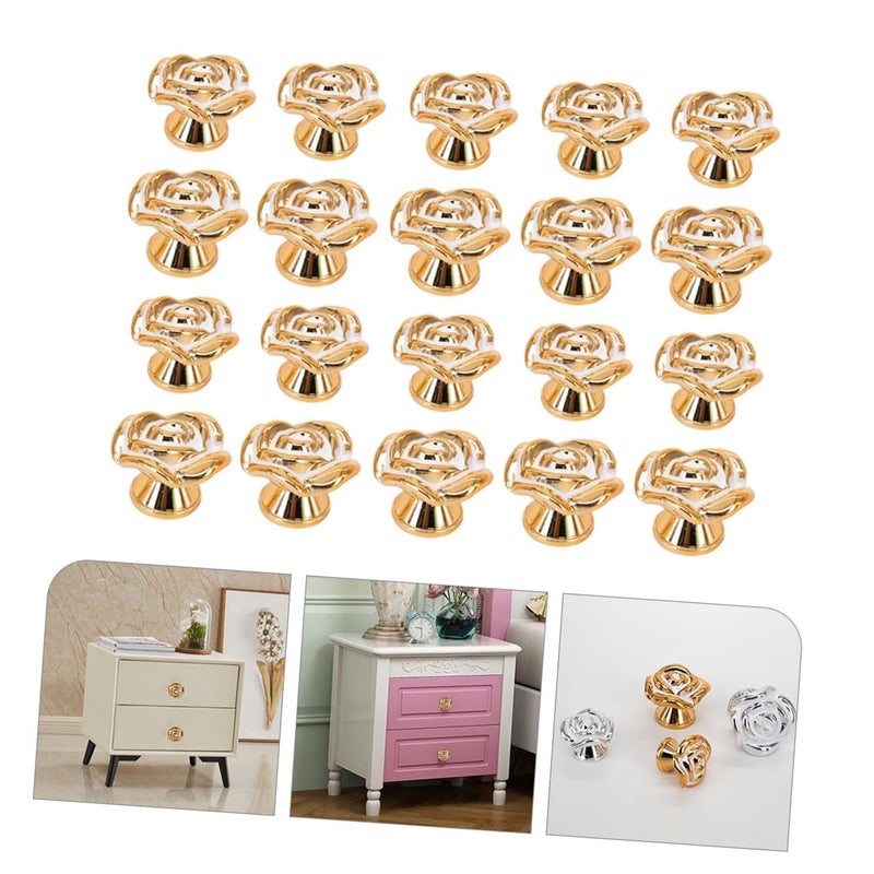 Rose Gold Plastic Drawer Handles 20pcs 3.3cm For Kitchen Cabinet Bathroom Door - Image 5