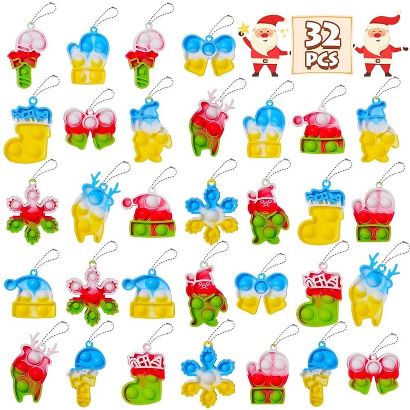 FIDWOD 32PCS Party Favors for Kids Mini Pop Keychain Toys Pack Bubble Sensory Stocking Stuffers for Boys Girls Stress Relief Classroom Supplies Prizes Gifts Birthday Goodie Bags Box - Image 2
