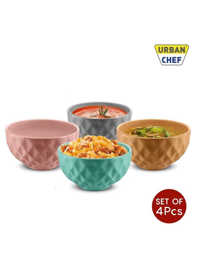 URBAN CHEF Ceramic Bowls | 500 ML | Kitchen Accessories Items, Microwave Safe Bowl, Serving Bowl, Bowl Set, Bowls for Kitchen, Mixing Bowl, Prism Ceramic Handcrafted (Set of 4 - Multicolour) - Image 4