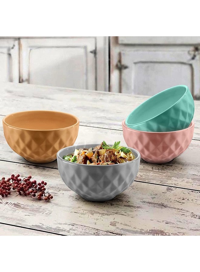 URBAN CHEF Ceramic Bowls | 500 ML | Kitchen Accessories Items, Microwave Safe Bowl, Serving Bowl, Bowl Set, Bowls for Kitchen, Mixing Bowl, Prism Ceramic Handcrafted (Set of 4 - Multicolour) - Image 1