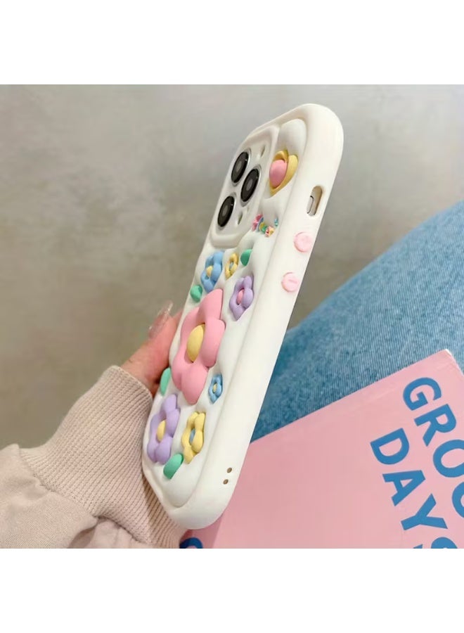 Temu Durable silicone iPhone case with a colorful floral design and 3D heart pattern. This basic TPU case is fully shockproof, scratch-resistant, and fingerprint-proof for the iPhone 15 Pro Max. - Image 2