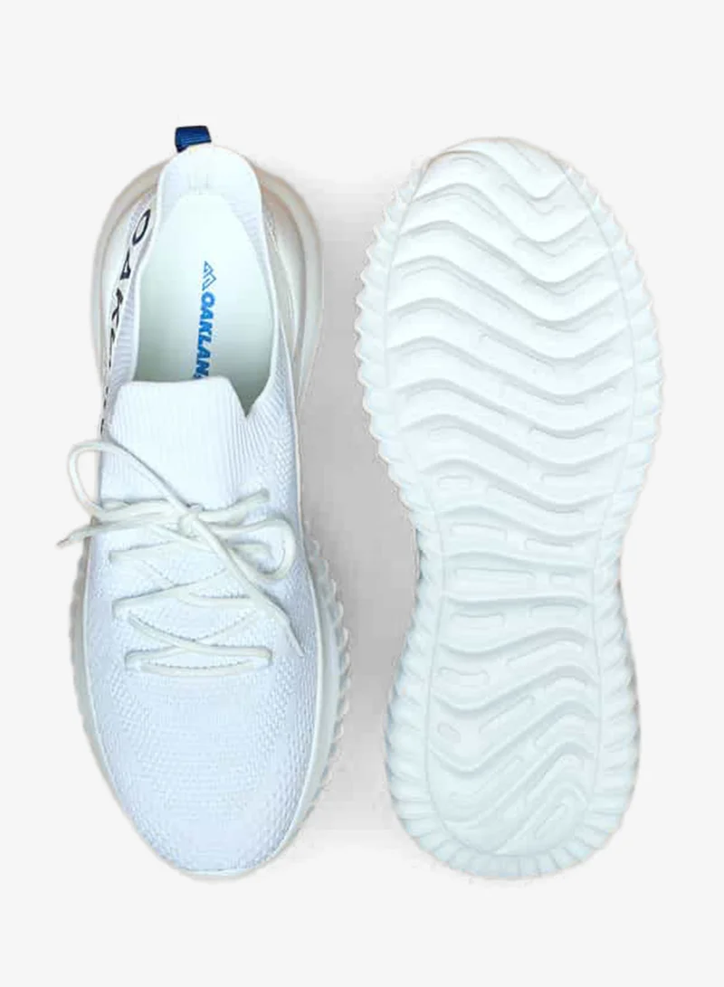 Oaklan by Shoexpress White Men Logo Print Slip-On Sports Shoes with Lace Detail for Men | Best Price UAE
