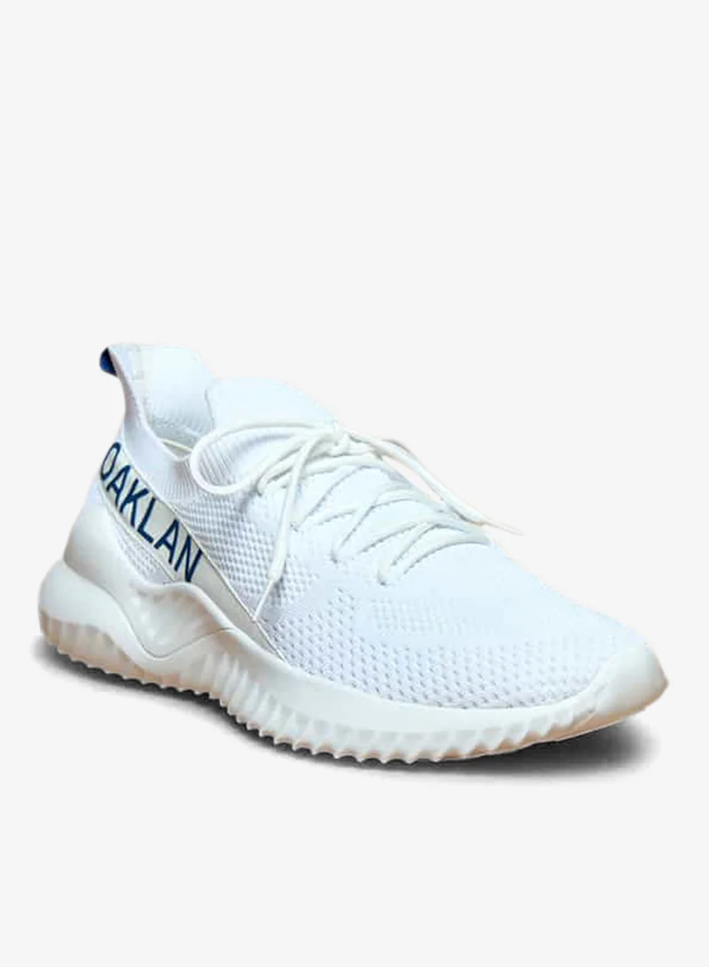 Oaklan by Shoexpress White Men Logo Print Slip-On Sports Shoes with Lace Detail for Men | Best Price UAE