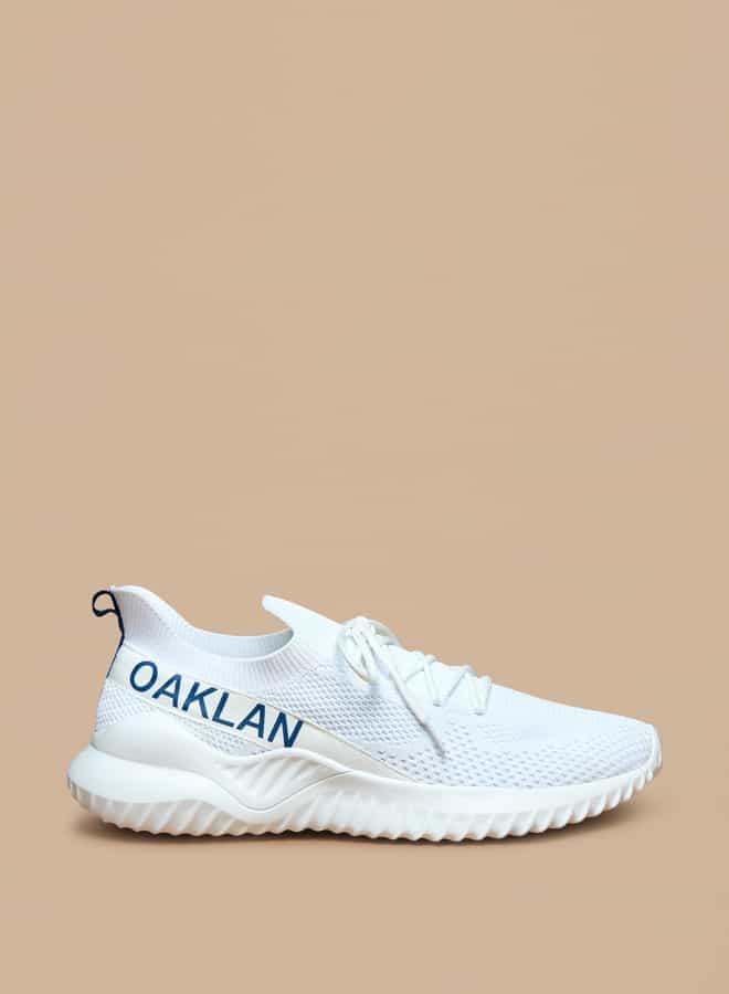 Oaklan by Shoexpress Men Logo Print Slip-On Sports Shoes with Lace Detail  - Image 3