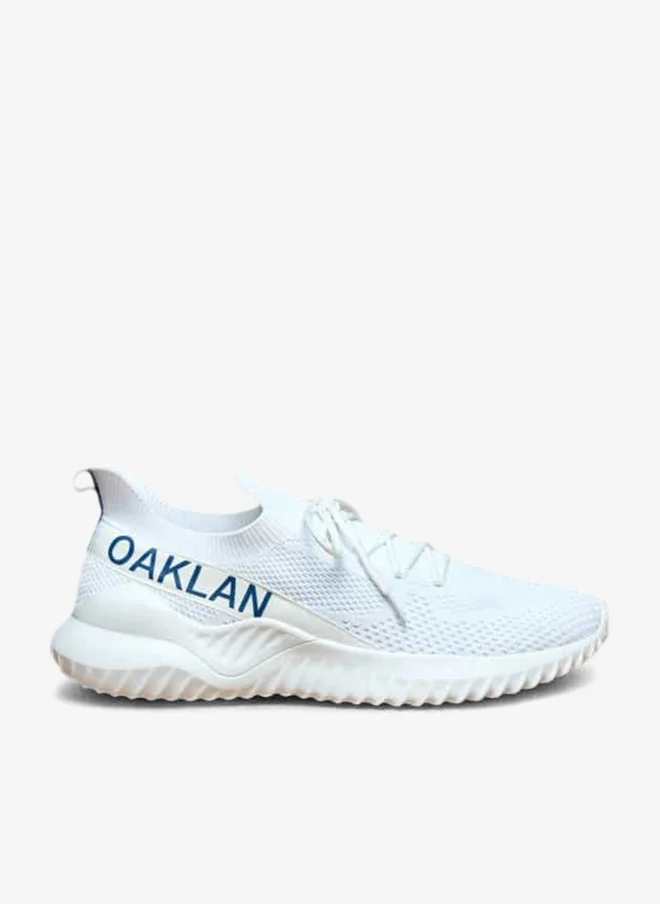 Men Logo Print Slip-On Sports Shoes with Lace Detail