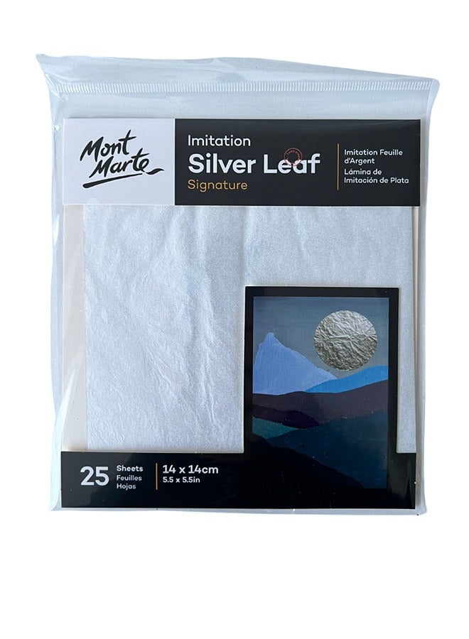 Mont Marte Imitation Silver Leaf 14x14cm 25 sheets