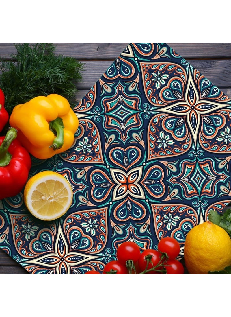 Glass Cutting Board and Serving Board with Green Tile Pattern