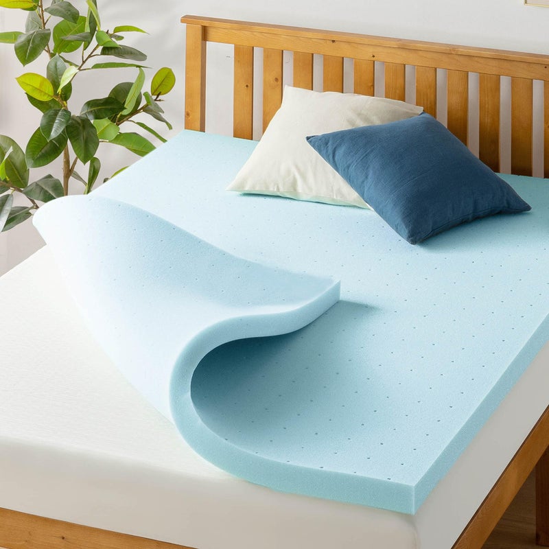 Best Price Mattress Best Price Mattress 25 Inch Ventilated Memory Foam Mattress Topper Cooling Gel Infusion CertiPURUS Certified Queen Blue 