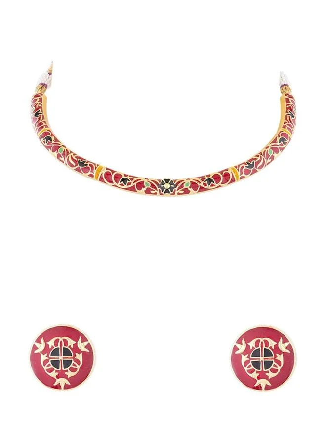 VOYLLA Tahira Enameled Choker Necklace Set