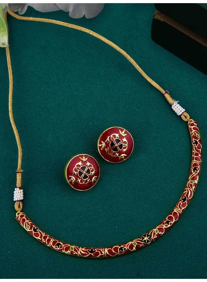VOYLLA Tahira Enameled Choker Necklace Set