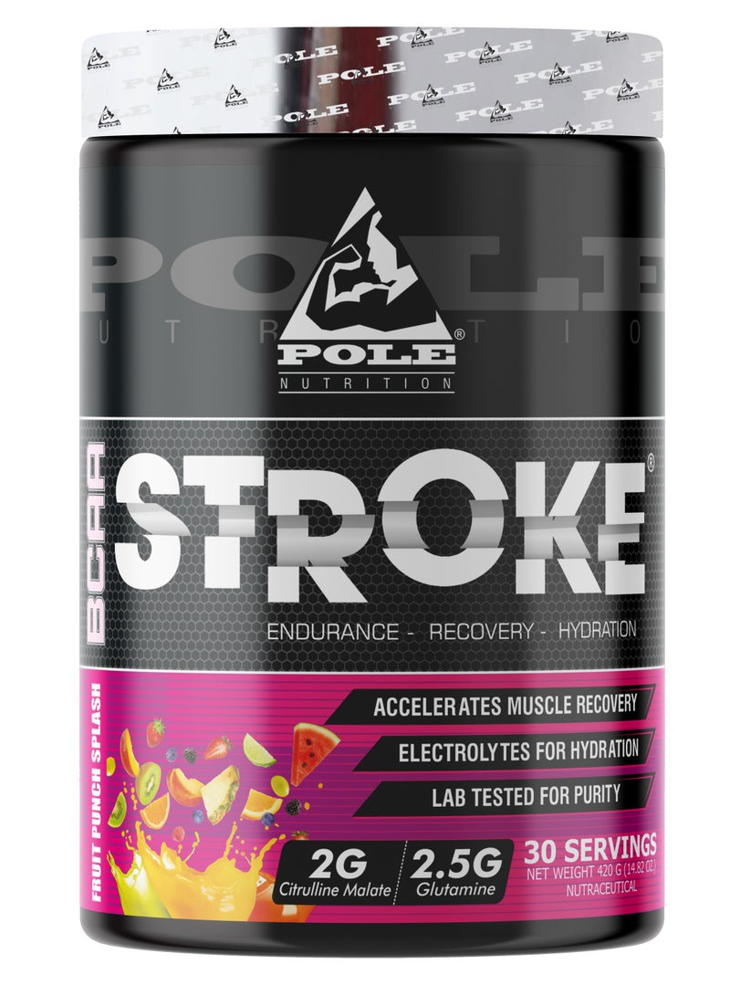 POLE NUTRITION BCAA Stroke 30 Servings - Maximizes Training Intensity & Recovery (Fruit Punch Splash) - Image 1