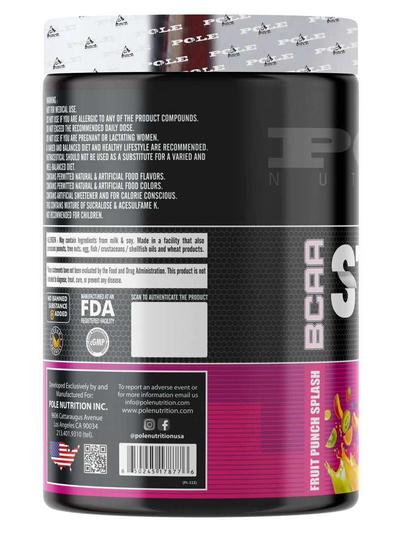 POLE NUTRITION BCAA Stroke 30 Servings - Maximizes Training Intensity & Recovery (Fruit Punch Splash) - Image 2