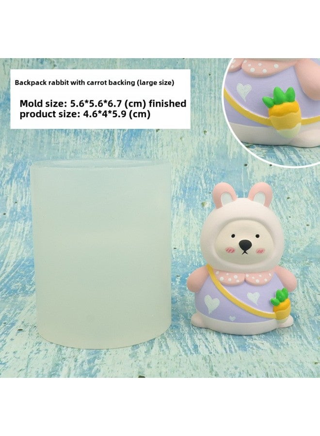 Korean-style Leather Rabbit Dinosaur Biscuit Lop Rabbit Bear Sofa Panda Aromatherapy Plaster Silicone Mold-Color:5 Large Back Radish Backpack Rabbit  - Image 1